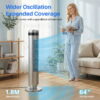 EDX Bladeless Tower Fan for Bedroom, 25ft/s High Velocity 28dB Quiet DC Fan, 5 Speeds 4 Modes, 12H Timer 64°Oscillating, Remote Standing Fan for Home Office Indoor, Gray
