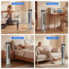 EDX Bladeless Tower Fan for Bedroom, 25ft/s High Velocity 28dB Quiet DC Fan, 5 Speeds 4 Modes, 12H Timer 64°Oscillating, Remote Standing Fan for Home Office Indoor, Gray