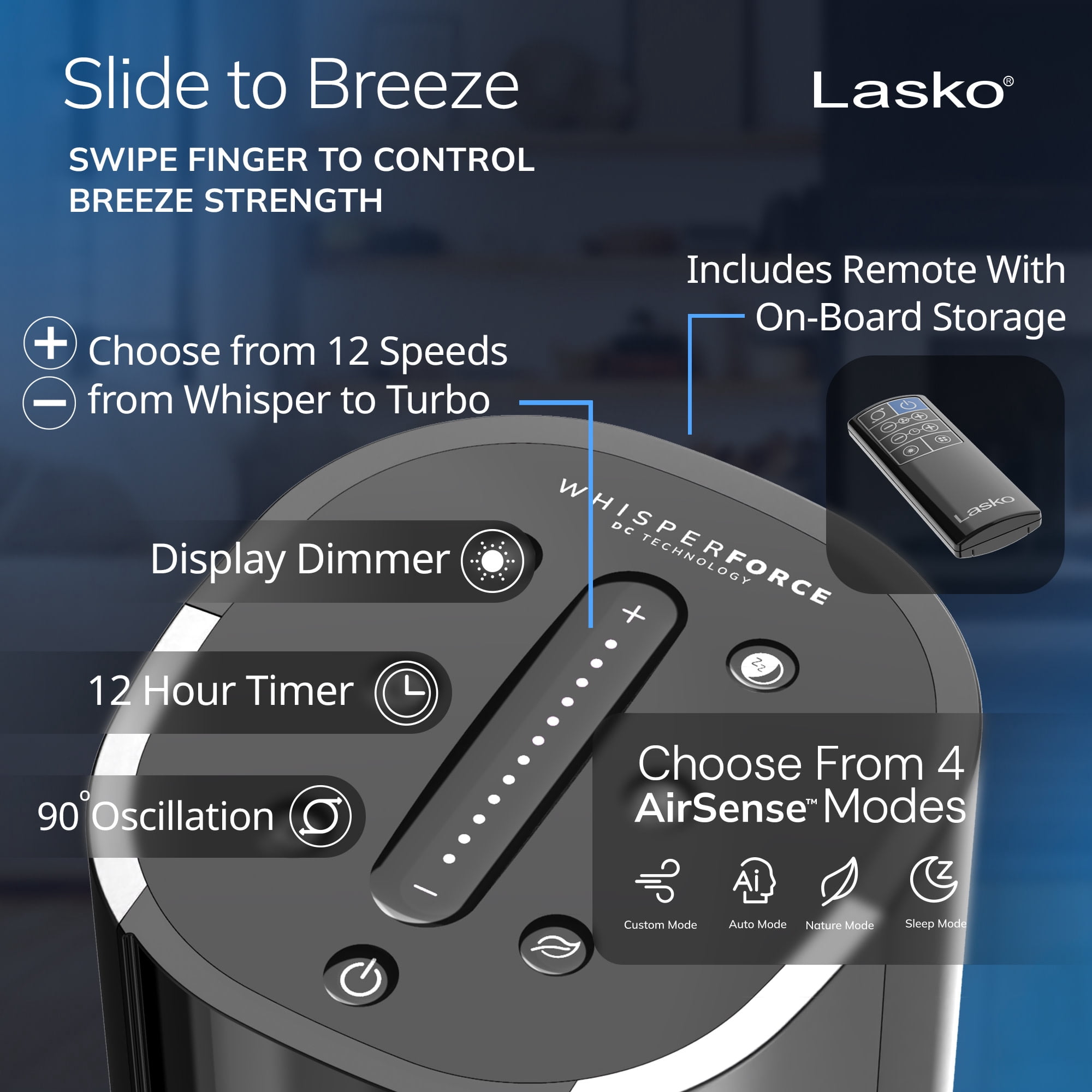 3da03558-61fd-4722-b0bf-a8cdb923c8aa.74d6f2999e750741a804745526606b4a.jpeg Lasko 40" Quiet Oscillating Tower Fan with Remote Control, DC Motor and 12 Speeds for Whole Room Bedroom Cooling, Black, TDC401