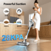 Lazyswan Cordless Vacuum, 250W 28KPa Stick Vacuums for Pet Hair/Carpet, 45 Min Runtime, LED Touch Screen, 1.2L Dust Cup, Lightweight