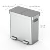 Better Homes & Gardens Kitchen Trash Can, 18 Gallon Stainless Steel Recycle Step Garbage Bin with Dual Compartment Lid, Silver