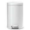 simplehuman Round Step Can, 4.5L / 1.2 Gallon Compact Bathroom Trash Can, 150,000-Step Pedal, Lid Shox® Silent Close, Removable Inner Bucket, White Steel