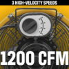 Caterpillar® Fan 9" High-Velocity 3-Speed Shroud Floor Fan, 1200 CFM, Yellow Caterpillar® Fan 9" High-Velocity 3-Speed Shroud Floor Fan, 1200 CFM, Yellow