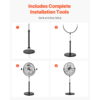 KFFKFF 18-Inch Industrial Pedestal Fan with Adjustable Height, Floor Fan with 3 Speed Settings, Powerful Airflow for Warehouses, Garages, Commercial and Residential Spaces, Black
