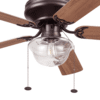 Better Homes & Gardens Wyndham 52'' Bronze Traditional LED Flush Mount Dining Room Ceiling Fan