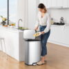 Better Homes & Gardens Kitchen Trash Can, 13.2 Gallon Stainless Steel Step Garbage Bin with Soft Close Lid, Silver