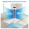 EDX Bladeless Tower Fan for Bedroom, 25ft/s High Velocity 28dB Quiet DC Fan, 5 Speeds 4 Modes, 12H Timer 64°Oscillating, Remote Standing Fan for Home Office Indoor, White