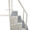 Confer Plastics Step-1X: Sturdy Above Ground Entry System with Dual Handrails and Slip-Resistant Steps, Easy Installation, Supports up to 400 lbs - Proudly Made in USA. Warm Grey with Grey Treads