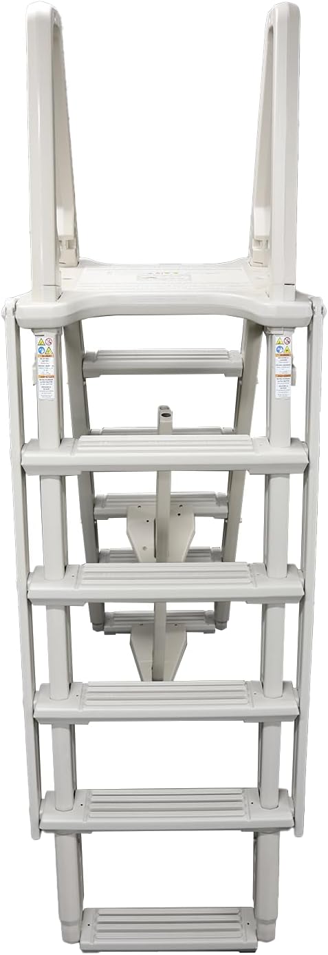 519klx8BrFL._AC_SL1500_.jpg Confer Plastics 7100X Evolution 48" to 54" Adjustable A Frame Above Ground Swimming Pool Entry Ladder with Flip Up and Locking Section for Safety