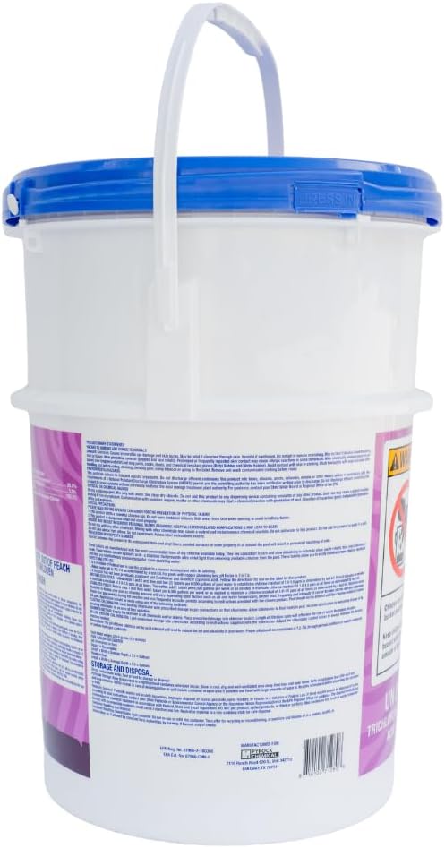 51DtJ9v1RmL._AC_SL1000_.jpg Pyrock Chemical Pools 3 Inch Chlorine Tablets for Pools, 50 lb Pool Chlorine Tabs, 99% Trichlor, 90% Available Chlorine, Slow Dissolving Stabilized Chlorine Tablets for Swimming Pools, Floaters