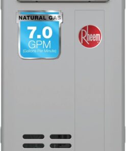 Rheem RTG-70XLN-3 High Efficiency Non-Condensing Outdoor Tankless Natural Gas Water Heater, 7.0 GPM, Gray