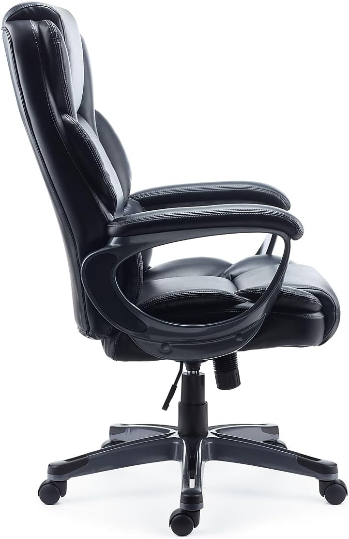 51Gw4V8BmeL._AC_SL1500_.jpg Staples Mcallum Ergonomic Manager & Executive Office Chair, Task Desk Swivel Chair with Wheels, Adjustable Height, Bonded Leather, Black