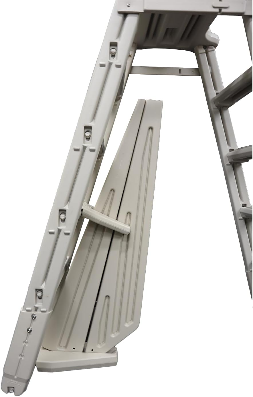 51LHddGF4jL._AC_SL1500_.jpg Confer Plastics 7100X Evolution 48" to 54" Adjustable A Frame Above Ground Swimming Pool Entry Ladder with Flip Up and Locking Section for Safety