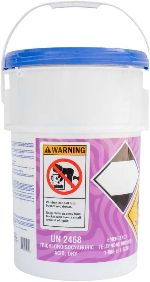 51LrA6TdF-L._AC_SL1000_.jpg Pyrock Chemical Pools 3 Inch Chlorine Tablets for Pools, 50 lb Pool Chlorine Tabs, 99% Trichlor, 90% Available Chlorine, Slow Dissolving Stabilized Chlorine Tablets for Swimming Pools, Floaters