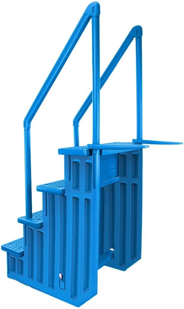 51MDZkd8puL._AC_SL1000_.jpg Aqua Select Anti-Slip in-Pool Steps | Blue | for Above Ground Swimming Pools | Can Mount to Decks 48" to 54" H | Safety Stairs Capacity Up to 350 lbs