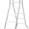 IRONMAX Above Ground Pool Ladder, Heavy Duty Stainless Steel Swimming Pool Ladder with Top Platform and Non-Slip Steps, 4-Step Double-Sided Pool Stairs for 55" Pool Wall Height