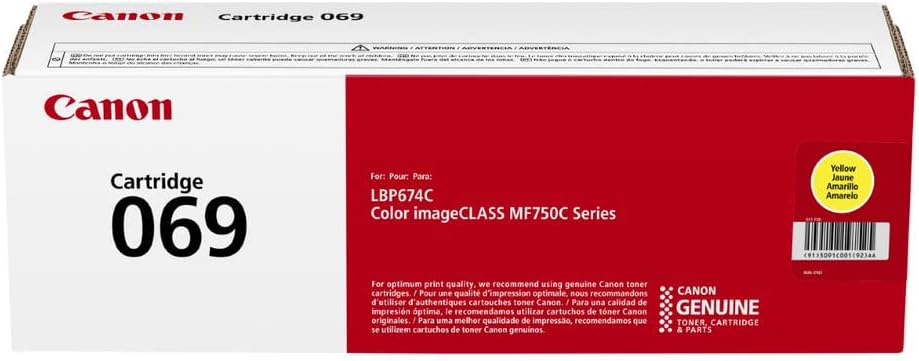 Canon Genuine 069 Yellow Toner Cartridge Compatible with MF753Cdw, MF751Cdw, LBP674Cdw