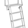 VEVOR Flip-Up Dock Ladder, 6-Step, Heavy-Duty Aluminum Alloy Pontoon Boat Swim Ladder, with Non-Slip Wide Steps, 350 lbs Weight Capacity, Pull Rope Assist, Comfort Use for Lake Pool Marine Boarding