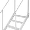 VEVOR Dock Stairs 4 Steps, 500lbs Load Pool Steps, Adjustable Height Aluminum Dock Ladders, Pontoon Boat Ladder with Handrails & Widen Nonslip Pedals for Lake/Pool/Marine Boarding/RV/House