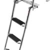VEVOR Boat Ladder, 4 Steps Stainless Steel Telescoping Folding Swim Deck Ladder for Rear Entry Inboard, 600lbs Capacity with 4.1'' Extra Wide Steps & Handrails, for Outboards, Yacht, Pontoon Boat