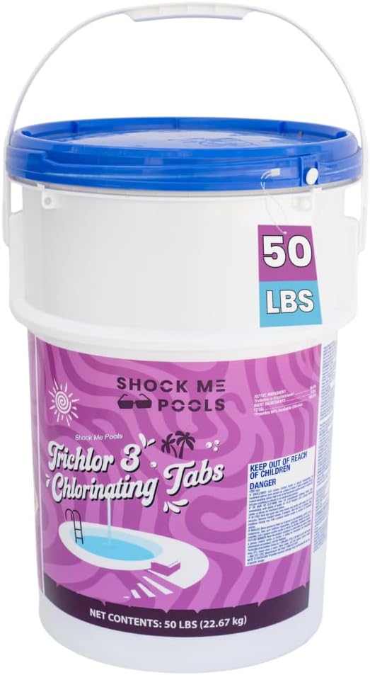 Pyrock Chemical Pools 3 Inch Chlorine Tablets for Pools, 50 lb Pool Chlorine Tabs, 99% Trichlor, 90% Available Chlorine, Slow Dissolving Stabilized Chlorine Tablets for Swimming Pools, Floaters