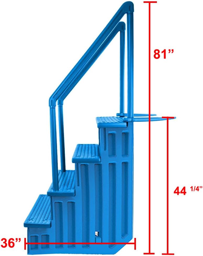 51fX-bmWriL._AC_SL1000_.jpg Aqua Select Anti-Slip in-Pool Steps | Blue | for Above Ground Swimming Pools | Can Mount to Decks 48" to 54" H | Safety Stairs Capacity Up to 350 lbs