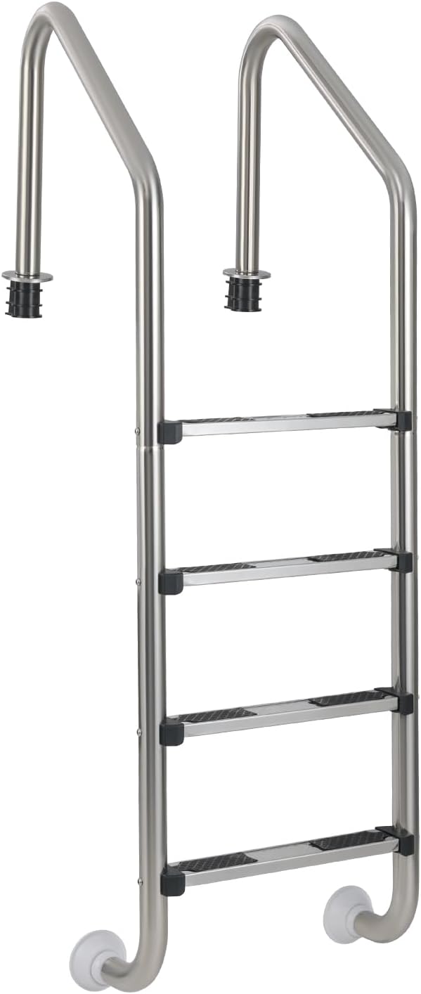IRONMAX Swimming Pool Ladder, 4-Step Stainless Steel Pool Stairs for Inground Pools, Non-Slip Pedals, 440 LBS Weight Capacity, Easy Installation for Gym & Water Park