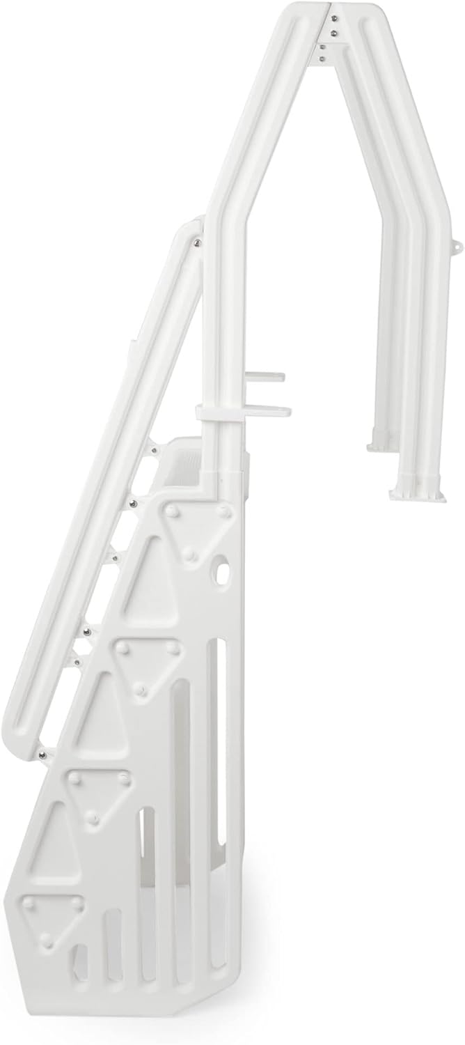 51hrkowmV4L._AC_SL1500_.jpg Vinyl Works 24 Inch in Pool Step Ladder, Adjustable Stair Entry System with Handrails and Non-Slip Surface for Above Ground Swimming Pools, White