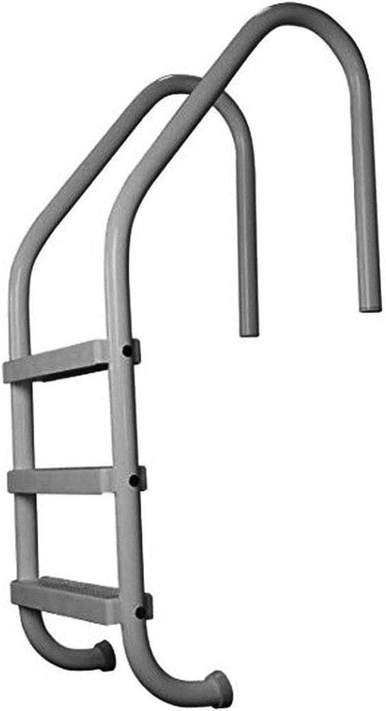 SAFTRON 3 Rung Step Ladder Metal Swimming Pool Handrail with Polymer Coat Finish for Fresh and Saltwater Inground Pool, Graphite Gray