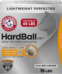 Arm & Hammer Hardball Lightweight Clumping No-Mess Scooping Cat Litter, Multi-Cat, 15 lbs.