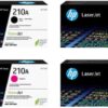 HP 210A Toner Cartridge 4-Pack (Black, Cyan, Magenta, Yellow) | Compatible Color LaserJet Pro 4201 & MFP 4301 Series Printers | W2100AQ1 Combo Pack