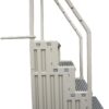 Confer Plastics Step-1X: Sturdy Above Ground Entry System with Dual Handrails and Slip-Resistant Steps, Easy Installation, Supports up to 400 lbs - Proudly Made in USA. Warm Grey with Grey Treads