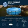 Bestway Steel Pro MAX 15' x 42" Above Ground Pool, Round Metal Frame Outdoor Swimming Pool Set with LED Light, Filter Pump, Ladder, & Cover, Dark Gray