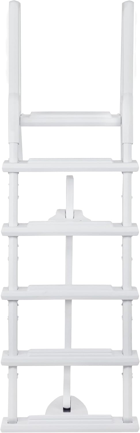 51oamgf5kqL._AC_SL1500_.jpg Aqua Select Heavy-Duty Resin Pool Entry System for Above Ground and Semi-Inground Pools | Adjustable for 48" to 54" Pool Walls | Wide Step Design | 350 lb Capacity
