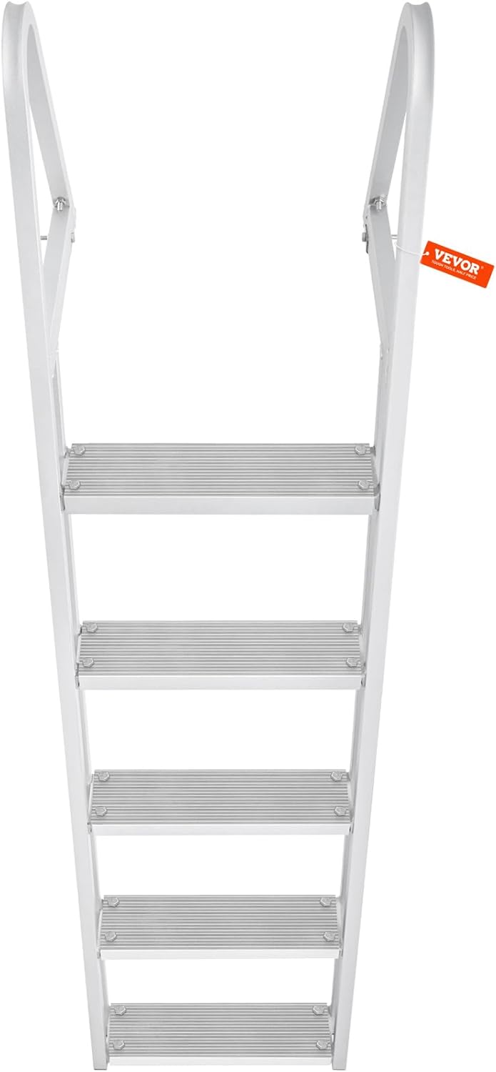 51pDPSZFnnL._AC_SL1500_.jpg VEVOR Removable Dock Ladder 5 Steps, 350 lbs Load Capacity, Pontoon Boat Ladder with 4'' Wide Step & Nonslip Mat for Ship/Lake/Pool/Marine Boarding