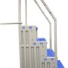 Confer Plastics Step-1X Above Ground Pool Entry System – Dual Handrails, Slip-Resistant Steps, Supports 400 lbs, Easy Installation, Warm Grey with Blue Treads, Made in USA Confer Plastics Step-1X Above Ground Pool Entry System – Dual Handrails, Slip-Resistant Steps, Supports 400 lbs, Easy Installation, Warm Grey with Blue Treads, Made in USA