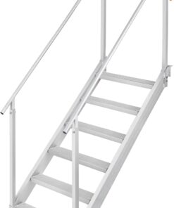 VEVOR Dock Ladder 6 Steps, 500lbs Load Pool Steps, Adjustable Height Aluminum Dock Stairs, Pontoon Boat Ladder with Handrails & Widen Nonslip Pedals for Lake/Pool/Marine Boarding/RV/House