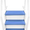 Confer Plastics Step-1X: Sturdy Above Ground Entry System with Dual Handrails and Slip-Resistant Steps, Easy Installation, Supports up to 400 lbs - Proudly Made in USA. White with Blue Treads