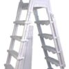 HYDROTOOLS By SWIMLINE 87975 Premium A-Frame Ladder Entry Exit System With Handrails For Above Ground Pools | 48 To 54 Inch Height | With Flip Up Ladder, Slide Lock Safety Barrier & XL Non Slip Treads
