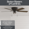 Better Homes & Gardens Wyndham 52'' Bronze Traditional LED Flush Mount Dining Room Ceiling Fan