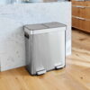 Better Homes & Gardens Kitchen Trash Can, 18 Gallon Stainless Steel Recycle Step Garbage Bin with Dual Compartment Lid, Silver