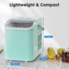 EDX Countertop Ice Maker, Self-Cleaning Portable Ice Maker Machine with Handle and Ice Scoop, Bullet Ice Cubes, 9Pcs/6Min 26.5Lbs/24H for Home/Kitchen/Bar/Party, Green