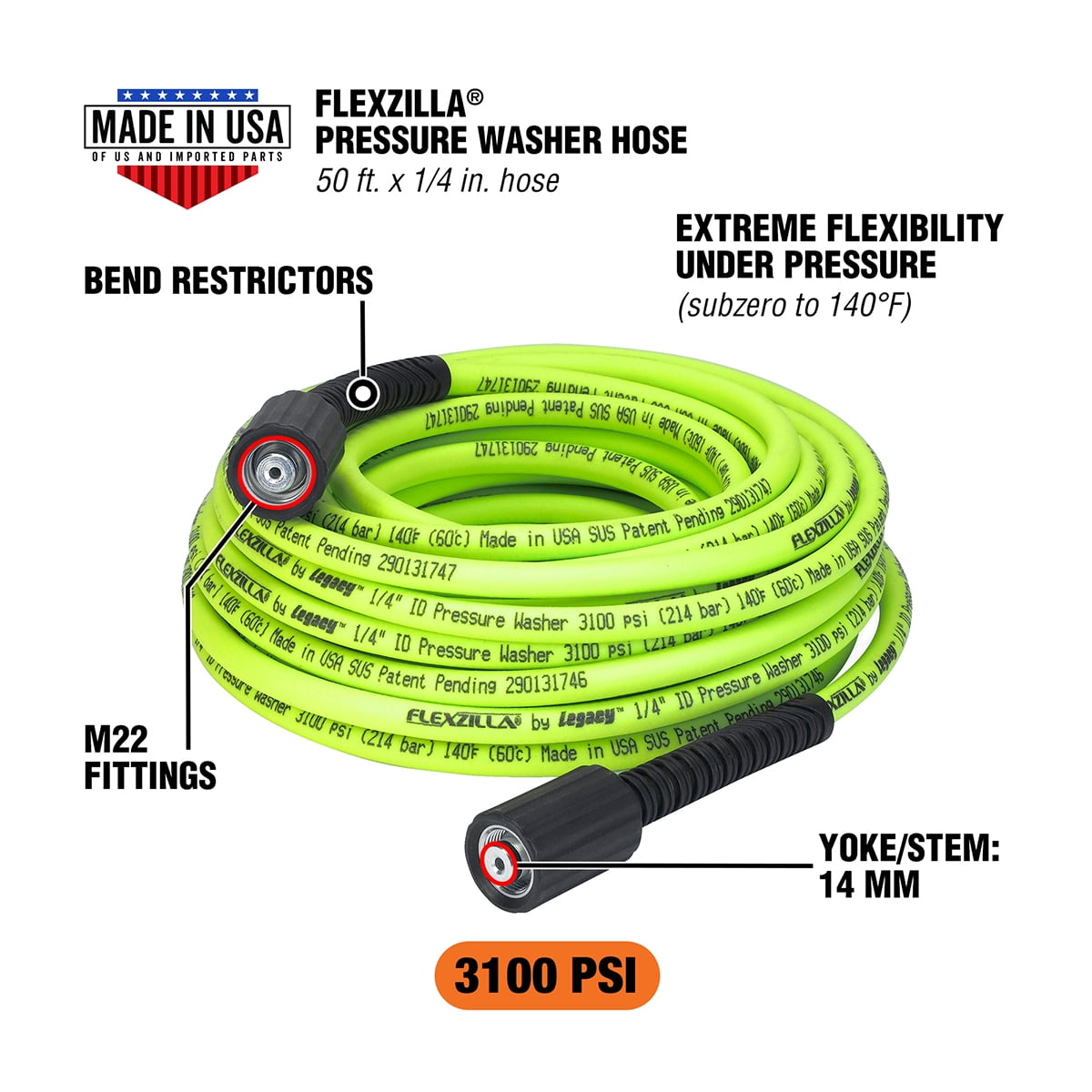 60aa876e-a1d6-4615-be55-35ed9381ec66.4bc8d183b9ace12a60aa5f983bce6e46.jpeg Flexzilla 1/4" x 50' 3100 PSI M22 Fittings No Kink Flexible Pressure Washer Hose