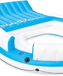 Intex 56299EP 145 x 125 x 20 Inch Splash N Chill Inflatable Lake and Pool Relaxation Island Lounger Seat for up to 7 Adults, Blue and White