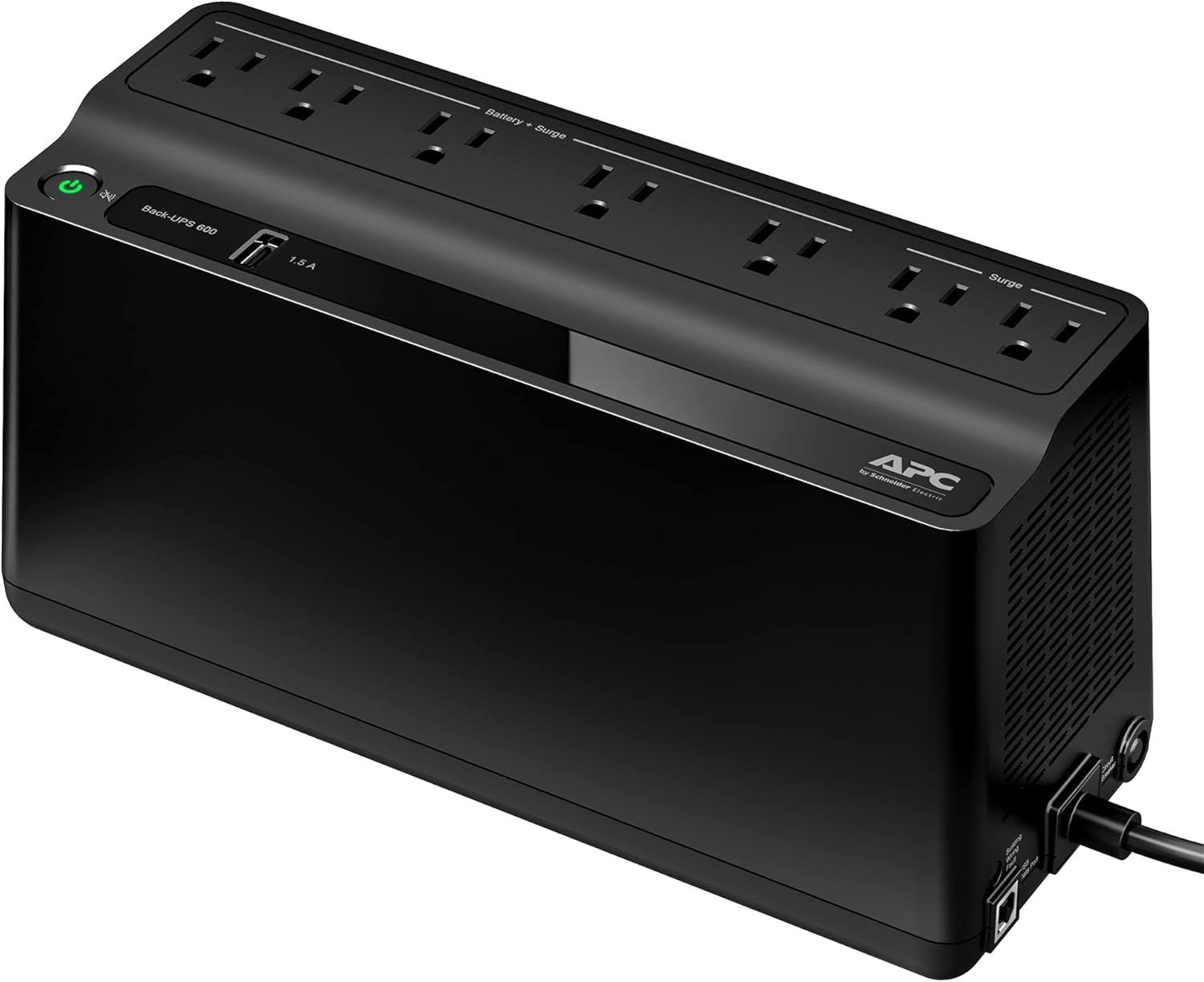 APC UPS Battery Backup for Power Outages, 600VA/330W Surge Protector, 7 Outlets, USB Charging, BE600M1 Uninterruptible Power Supply for Computers, Wi-Fi Routers, and Home Office Electronics APC UPS Battery Backup for Power Outages, 600VA/330W Surge Protector, 7 Outlets, USB Charging, BE600M1 Uninterruptible Power Supply for Computers, Wi-Fi Routers, and Home Office Electronics
