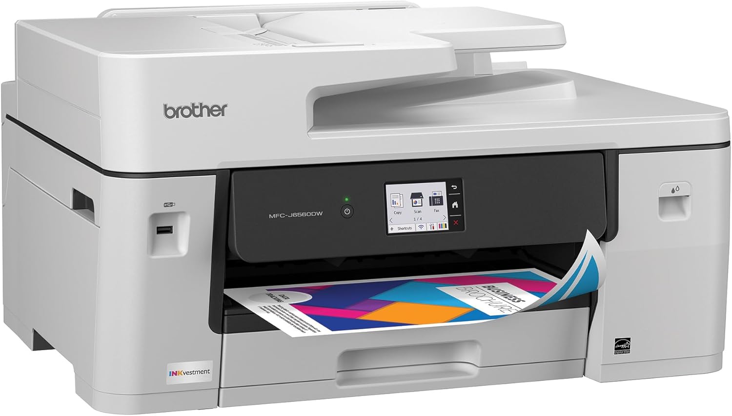 611mcsZJRoL._AC_SL1500_.jpg Brother INKvestment 6560 Wireless Color Inkjet All-in-One Printer with 11”x17” Capabilities and 2.7” Color Touchscreen | Includes Refresh Subscription Trial(1) (MFC-J6560DW)
