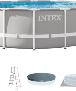 INTEX 26725EH Prism Frame Premium Above Ground Swimming Pool Set: 15ft x 48in – Includes 1000 GPH Cartridge Filter Pump – Removable Ladder – Pool Cover – Ground Cloth