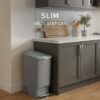 simplehuman Kitchen Trash Can, 10.6 Gallon Plastic Step Garbage Bin with Secure Slide Lock Lid, Gray