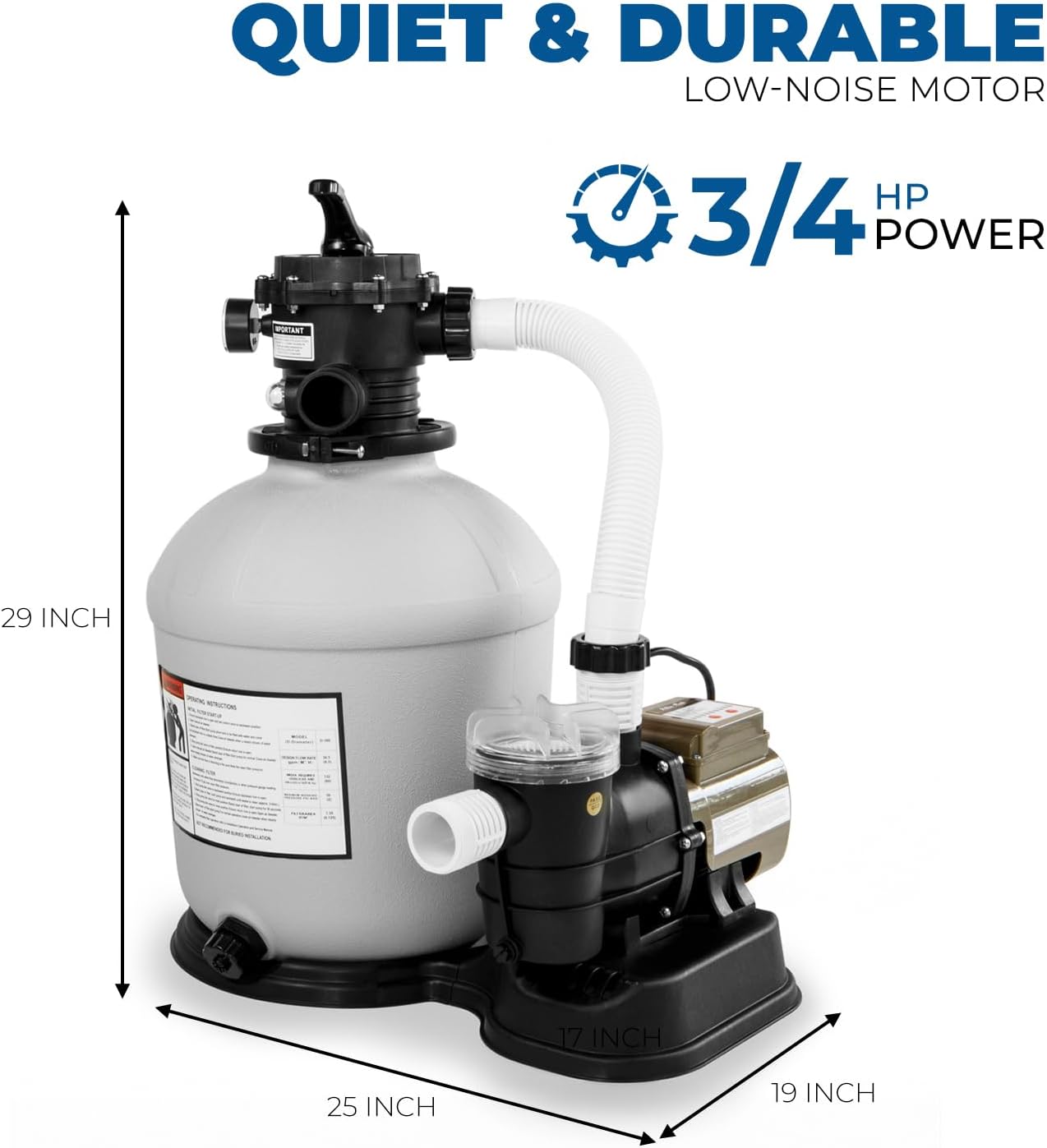 6170SuODY4L._AC_SL1500_.jpg XtremepowerUS 16" Sand Filter Pump for Above Ground Swimming Pool 3/4 HP Pool Pump with Timer Function up to 15,000 Gallons Pool 3,100 GPH High-Flow Improved Circulation and Filtration