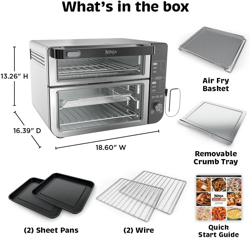 Ninja DCT451 12-in-1 Smart Double Oven with FlexDoor, Thermometer, FlavorSeal, Smart Finish, Rapid Top Convection and Air Fry Bottom , Stainless Steel Ninja DCT451 12-in-1 Smart Double Oven with FlexDoor, Thermometer, FlavorSeal, Smart Finish, Rapid Top Convection and Air Fry Bottom , Stainless Steel - Image 9